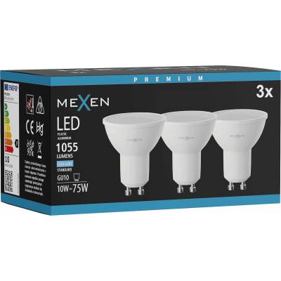 Mexen Nova 3x LED крушка GU10, 10W, Студена - 6500K, 1055 lm - L108-GU10-1065-01x03 (L108-GU10-1065-01x03)