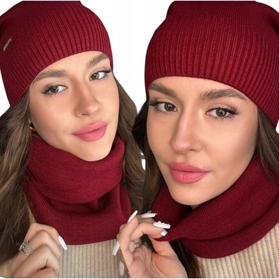 Fashionweek Dámská sada čepice + nákrčník S2917 Vínově