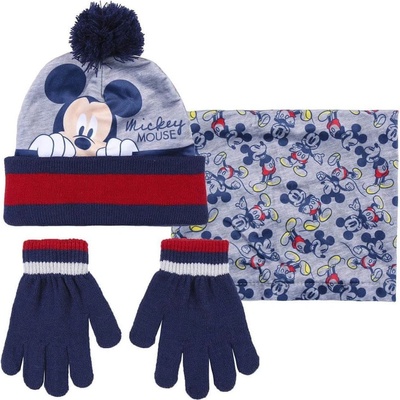 Disney chlapčenský šedý set čiapky rukavíc a šatky Mickey Mouse