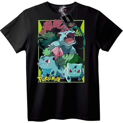 NOONEBRAND Тениска Pokémon Bulbasaur еволюция - L, Black