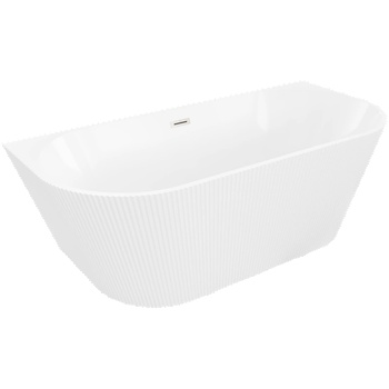 Mexen Oris свободностояща вана за монтиране към стената, оребрена 170 x 80 cm, бяла, преливник от четкан никел - 52871708000-97 (52871708000-97)