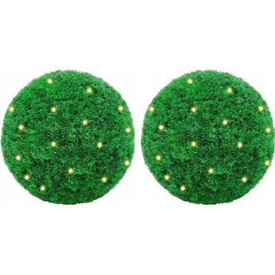 vidaXL Umělé buxus koule s LED světly 2 ks zelené 27 cm