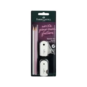 Faber-Castell Моливи Sparkle Coco/Pink B + гума + острилка
