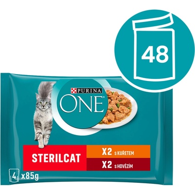 Purina ONE Sterilcat kura hovädzie v šťave 48 x 85 g