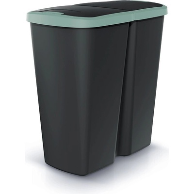 Prosperplast COMPACTA Q DUO černý se světle zelným víkem 50 l