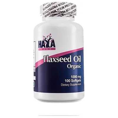 Haya Labs Аминокиселина HAYA LABS Flax Seed Oil Organic, 1000 мг. , 100 гeл-ĸaпcyли