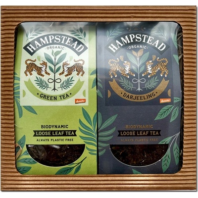Hampstead Tea BIO Dárkový balíček sypaného zeleného a černého čaje 2 x 100 g