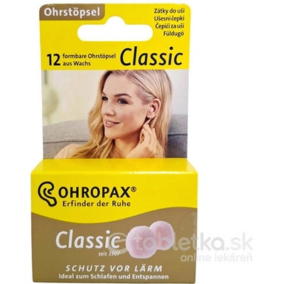 Ohropax Classic ušné vložky v krabičke 1x12 ks