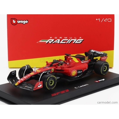 Bburago Ferrari F1 Sf-23 Team Scuderia Ferrari N 16 Monza Italy Gp 2023 Charles Leclerc With Pilot And Showcase Červená Černá Žlutá 1:43
