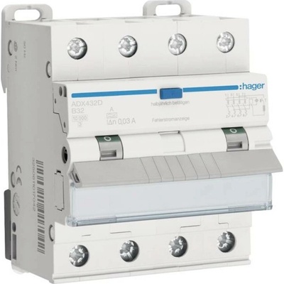 Hager 4-pólové 32 A 0.03 A 400 V ADX432D