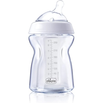 Chicco Стъклено шише за хранене Chicco - Natural Feeling, 250 ml, 0м+ (N0239)