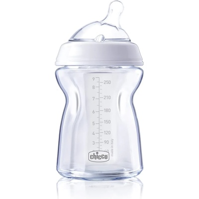 Chicco Стъклено шише за хранене Chicco - Natural Feeling, 250 ml, 0 m+ (N0239)