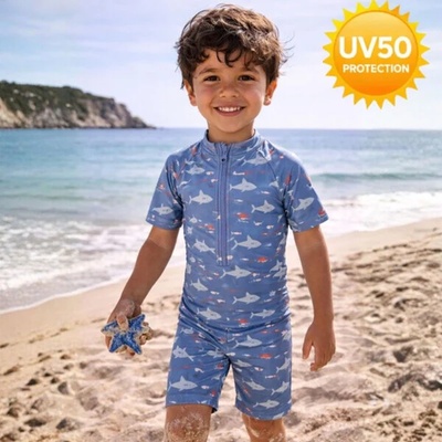 Fresk: Цял детски бански костюм с UV50 защита Shark (FR-SW2502-84-62)