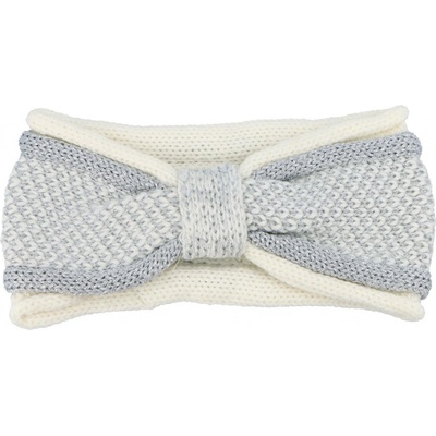 Dvojbarevná pletená dámská čelenka ve tvaru mašle Silvia bílá