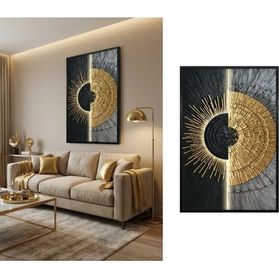 Zlatý kruh - Luxusný LED podsvietený abstraktný obraz - 83 x 123 cm