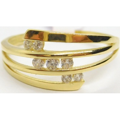 Klenoty Budín Dámský zlatý prsten se zirkony HK1101