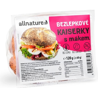 ALLNATURE Bezlepkové kaiserky s mákem 120 g