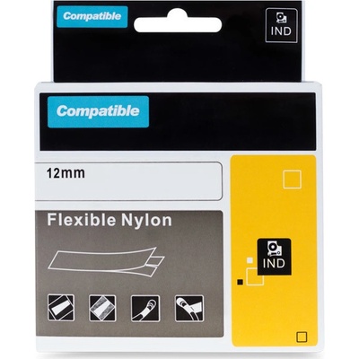 PRINTLINE kompatibilná páska s DYMO 18488, 12mm, 3.5m,čierna tlač/biely p., RHINO nyl.flex 100% novy kompatibil