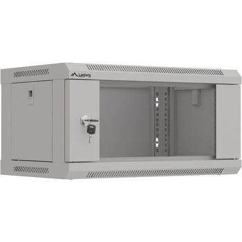 Lanberg Комуникационен шкаф, Lanberg rack cabinet 19" wall-mount 4U/540x350 (flat pack) with glass door grey (WF03-5304-10S)