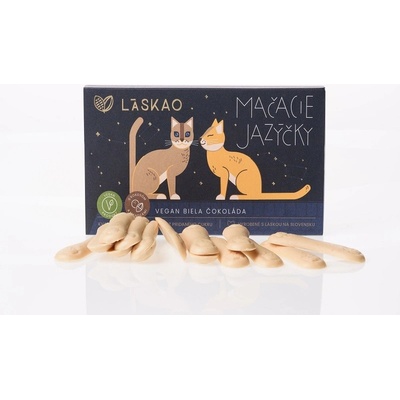 LASKAO MAČACIE JAZÝČKY VEGAN BIELA ČOKOLÁDA S KOKOSOM A MANDĽAMI 80 g