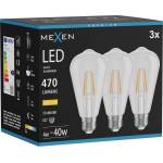Mexen Vintis 3x LED филaментна крушка E27, ST64, 4W, Топла - 2700K, 470 lm, прозрачна (L152-E27-0427-00x03)