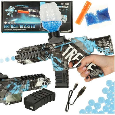 KIK Pistole M416 TREME na vodní gelové kuličky s příslušenstvím 550ks. 7-8mm černo-modrá
