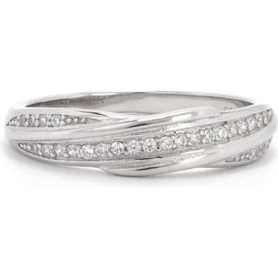 Rafity Stříbrný prsten Elegant Wave se zirkony R0101 05