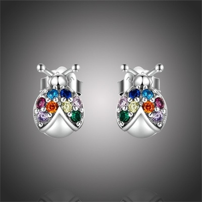 Grace Silver Jewellery stříbrné se zirkony Zoe beruška E-BSE560 barevná/více barev