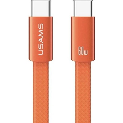 Usams SJ783 opletený nabíjecí a datový s podsvícením - USB-C na USB-C - 1,2m oranžový