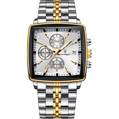 Poedagar Мъжки часовник Poedagar CS1819, неръждаема стомана, сребристо-златист, бял циферблат (CS1819)