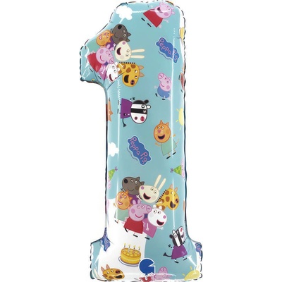 Grabo Prasátko Pepina 66cm 26" fóliový balónek nafukovací číslice Čislo 1