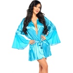 Beauty Night Fashion Сатенен халат в цвят тюркоаз MarleneBN6659 - Тюркоаз, размер S/L