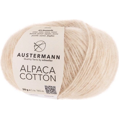 Austermann ALPACA COTTON - 51% alpaka, 49% bavlna - Ručně pletací příze Barva: 001 - Creme