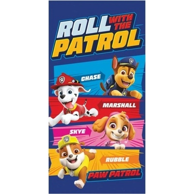 Carbotex Detská bavlnená osuška Tlapková patrola Paw Patrol Roll Patrol 70 x 140 cm