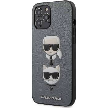 Image 1 of KARL LAGERFELD Гръб Karl Lagerfeld Saffiano Karl and Choupette Heads Case за iPhone 12/12 Pro 6.1 - Сребрист