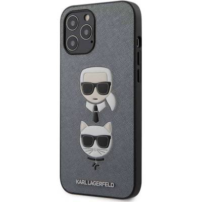 KARL LAGERFELD Гръб Karl Lagerfeld Saffiano Karl and Choupette Heads Case за iPhone 12/12 Pro 6.1 - Сребрист