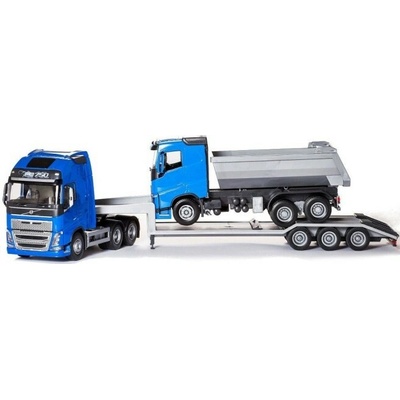 EMEK kamión VOLVO FH16 modrý + podvalník + sklápač