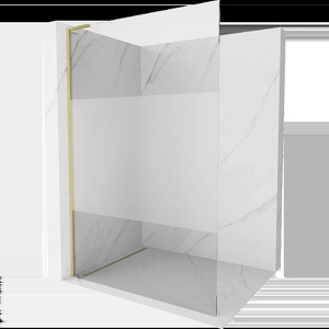 Mexen Kioto L Стенна душ кабина Walk-in 110 x 200 см, прозрачна/матова, златисто четкана - 800-110-103-55-35 (800-110-103-55-35)