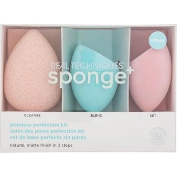 Real Techniques sponge+ Miracle Cleanse čistiaca hubka na tvár 1 ks + Miracle Airblend precízna hubka na make-up 1 ks + Miracle Powder precízna hubka na make-up 1 ks