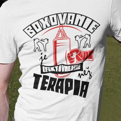 Tričko s potlačou Boxovanie je efektívna terapia biela