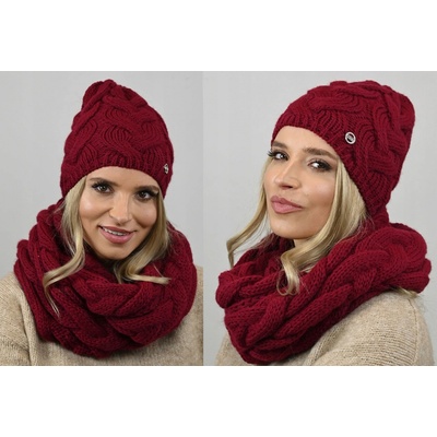 Fashionweek Dámská souprava čepice a šály ZIZI-K9 Vínově