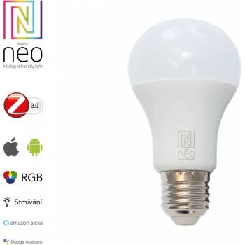 Immax 07115L NEO Smart žárovka LED E27 9W RGBW- barevná i teplá bílá, stmívatelná, Zigbee 3.0