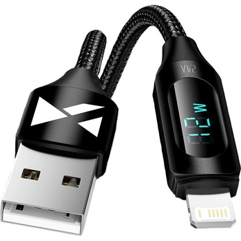 Wozinsky Кабел Wozinsky WUALC1, USB-A към Lightning, с LED дисплей, 2.4A, 1m, черен (WUALC1)