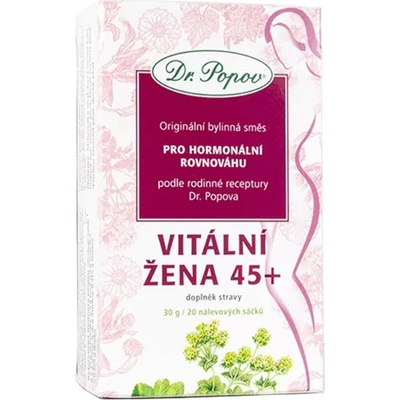 Dr. Popov Vitální žena 45+ bylinný čaj pro hormonální rovnováhu 20 x 1,5 g