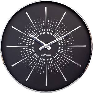 NeXtime Стенен часовник Excentric черно-сребрист (3287ZW)