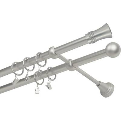 OK-GarnýžeCZ Garnýž kovová dvouřadá 19mm Capri satina 130 cm do stěny / kroužky s žabkou