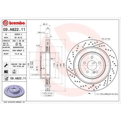 Brzdový kotúč BREMBO 09.A822.11
