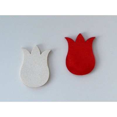 Dřevěné dekorace - Tulipán 4 cm bílý