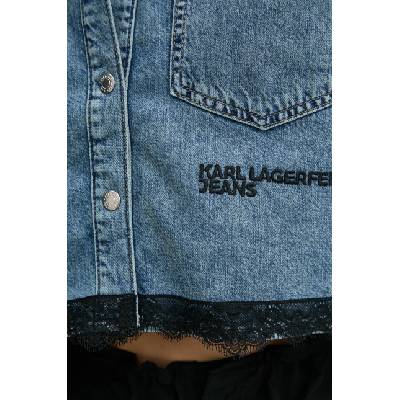 Karl Lagerfeld Jeans Памучна риза Karl Lagerfeld Jeans дамска в синьо със свободна кройка с класическа яка A1W11034 (A1W11034)