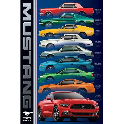Plagát, Obraz - Ford Mustang 50 Years-9 types, 61 × 91.5 cm